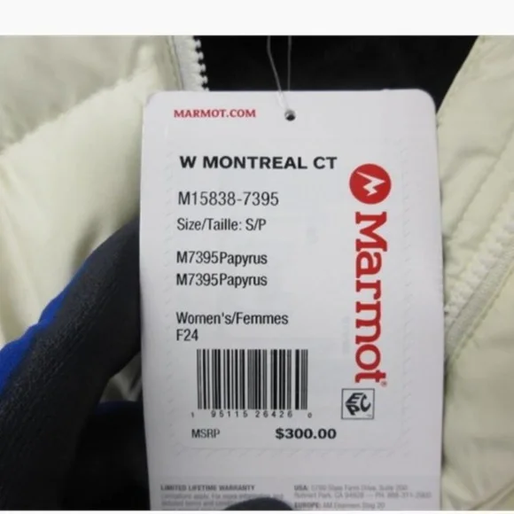 Marmot Women’s Montreal Down Coat – Papyrus (White) – Size S – Brand New - Picture 4 of 4